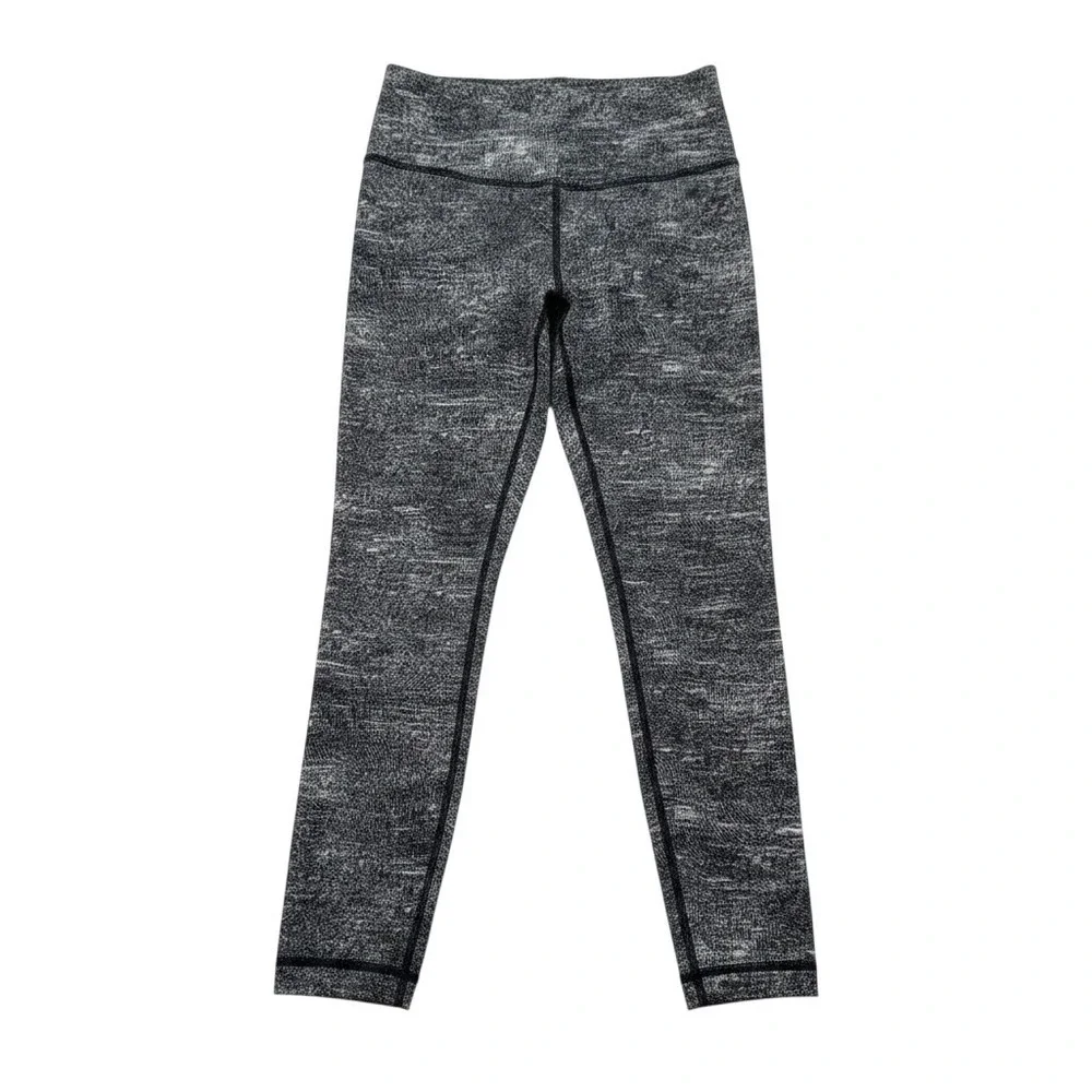 Lululemon Align Crop Leggings Women's Size 8 Space Dye High Rise Black Gray